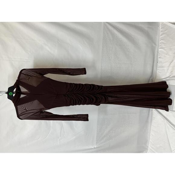 Bardot Veria Wrap Mesh Maxi Dress in Chocolate - Picture 8 of 8